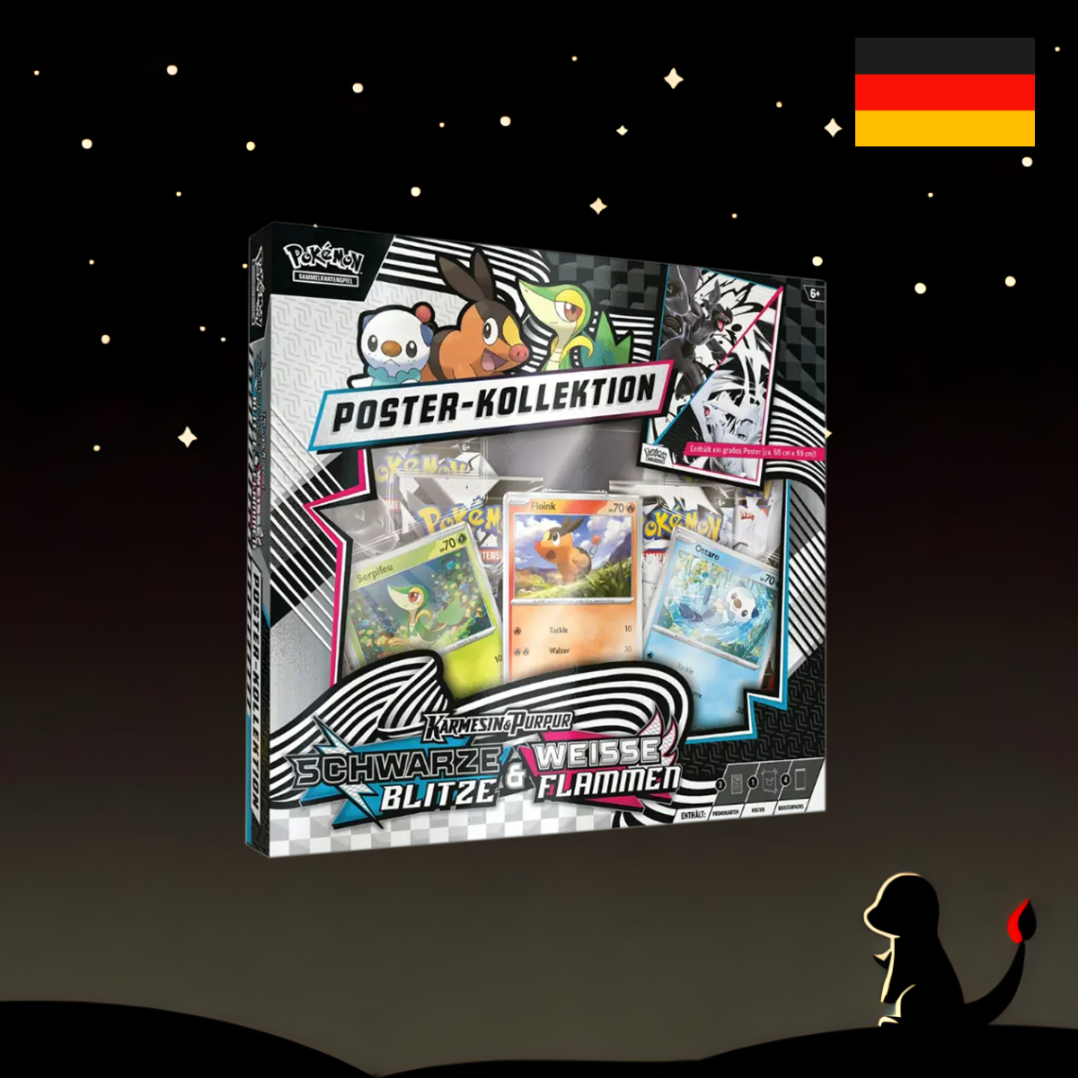 Schwarze Blitze & Weisse Flammen Poster Kollektion DE